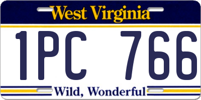 WV license plate 1PC766
