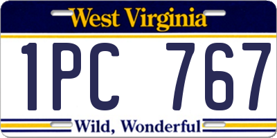 WV license plate 1PC767