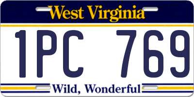 WV license plate 1PC769