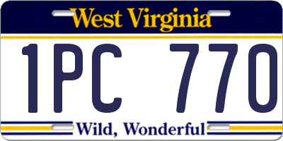 WV license plate 1PC770