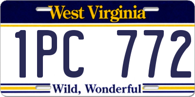 WV license plate 1PC772