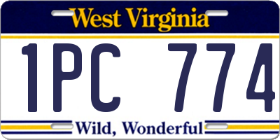 WV license plate 1PC774