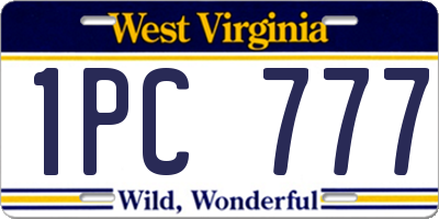 WV license plate 1PC777