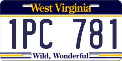 WV license plate 1PC781