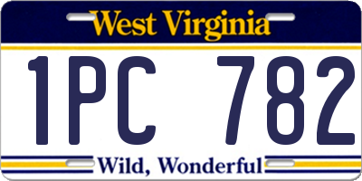 WV license plate 1PC782