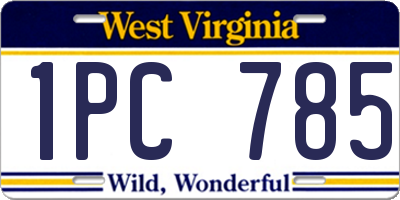 WV license plate 1PC785