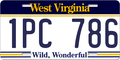 WV license plate 1PC786