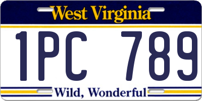 WV license plate 1PC789