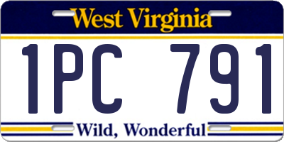 WV license plate 1PC791