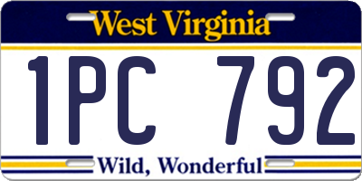 WV license plate 1PC792