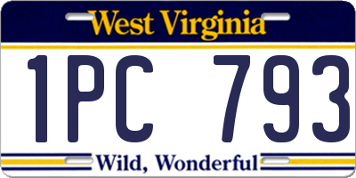 WV license plate 1PC793