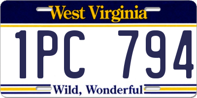 WV license plate 1PC794