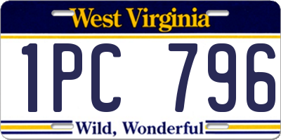 WV license plate 1PC796
