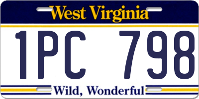 WV license plate 1PC798