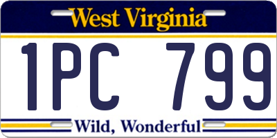 WV license plate 1PC799