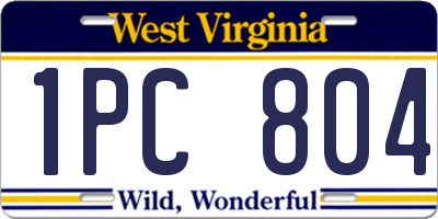 WV license plate 1PC804