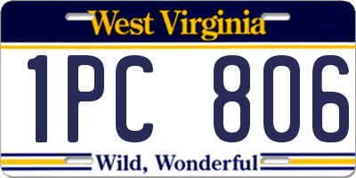WV license plate 1PC806