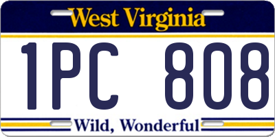 WV license plate 1PC808