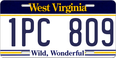 WV license plate 1PC809