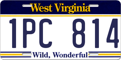 WV license plate 1PC814