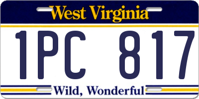 WV license plate 1PC817