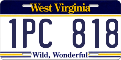 WV license plate 1PC818