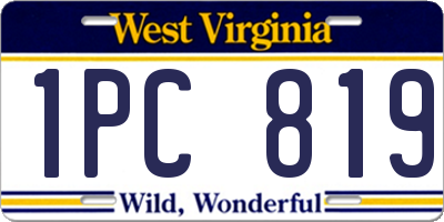 WV license plate 1PC819