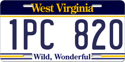 WV license plate 1PC820