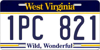 WV license plate 1PC821