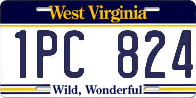 WV license plate 1PC824