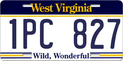 WV license plate 1PC827
