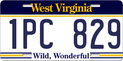 WV license plate 1PC829