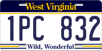 WV license plate 1PC832