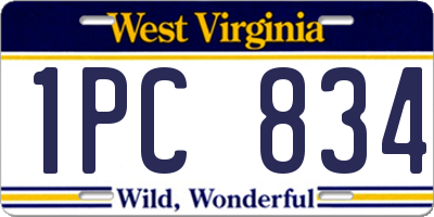 WV license plate 1PC834