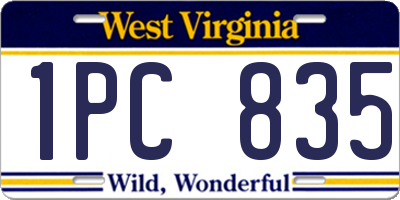 WV license plate 1PC835