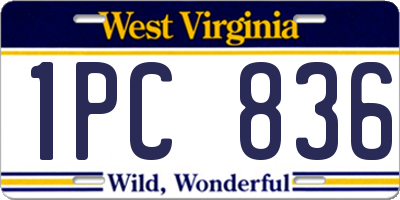 WV license plate 1PC836