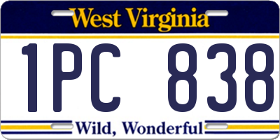 WV license plate 1PC838