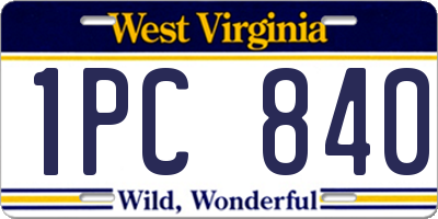 WV license plate 1PC840