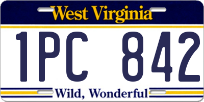 WV license plate 1PC842
