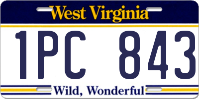 WV license plate 1PC843