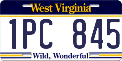 WV license plate 1PC845