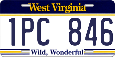 WV license plate 1PC846