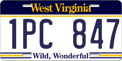 WV license plate 1PC847