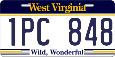 WV license plate 1PC848
