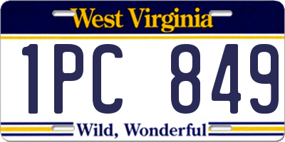 WV license plate 1PC849