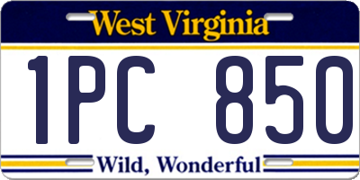 WV license plate 1PC850