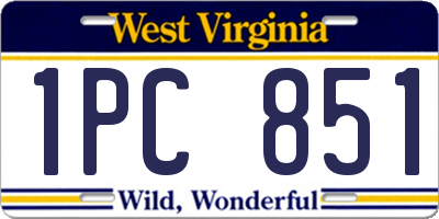 WV license plate 1PC851