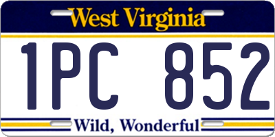 WV license plate 1PC852
