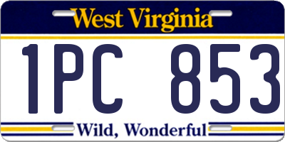 WV license plate 1PC853