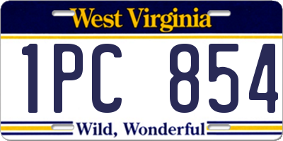 WV license plate 1PC854